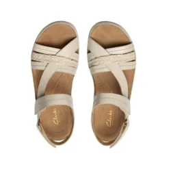 Clarks Women's Cecily Strap Leather Wide Cream