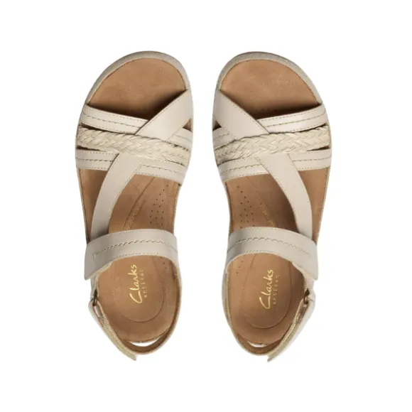 Clarks Women's Cecily Strap Leather Wide Cream
